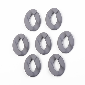 Opaque Spray Painted Acrylic Linking Rings, Quick Link Connectors, for Curb Chains Making, Unwelded, Twist, Gray, 39.5x29.5x7.5mm, Inner Diameter: 22x11mm