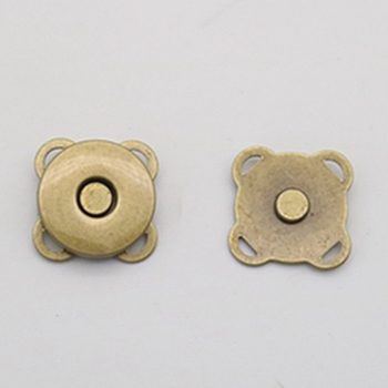 Alloy Magnetic Buttons Snap Magnet Fastener, Flower, for Cloth & Purse Makings, Antique Bronze, 14mm, 2pcs/set