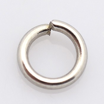 304 Stainless Steel Jump Rings, Open Jump Rings, Stainless Steel Color, 10x1.2mm, Inner Diameter: 7.6mm