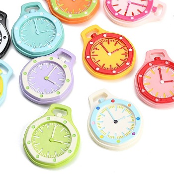Baking Paint Opaque Acrylic Big Pendants, Watch Charms, Mixed Color, 53.5x44x7.5mm, Hole: 12x4mm
