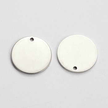 Flat Round Stainless Steel Stamping Blank Tag Pendants, for DIY Jewelry Making and Crafting, Stainless Steel Color, 15x1mm, Hole: 1mm
