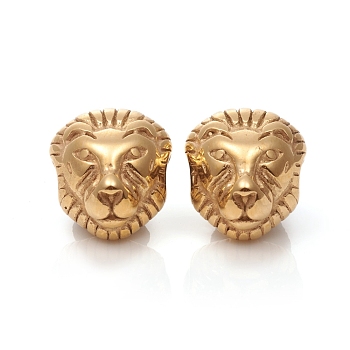 Ion Plating(IP) 304 Stainless Steel Beads, Lion, Golden, 12x10.5x8mm, Hole: 3mm