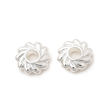Rack Plating Alloy Beads, Long-Lasting Plated, Cadmium Free & Lead Free, Flower, Silver, 5x1.5mm, Hole: 1.2mm