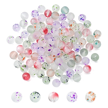 100Pcs 5 Colors Glass Beads, Round, Mixed Color, 8mm, Hole: 1.4mm, 20pcs/color
