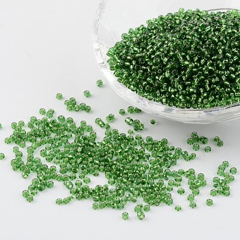 12/0 Glass Seed Beads, Silver Lined Round Hole, Round,Lime Green, 2mm, Hole: 1mm, about 3306pcs/50g