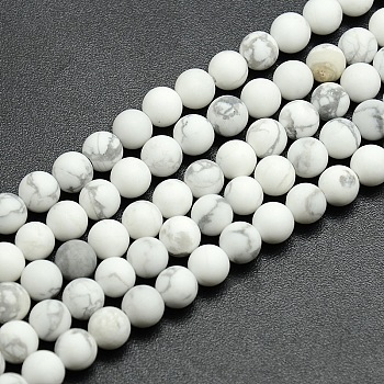 Frosted Howlite Round Bead Strands, 10mm, Hole: 1mm, about 37~39pcs/strand, 14.9~15.6 inch