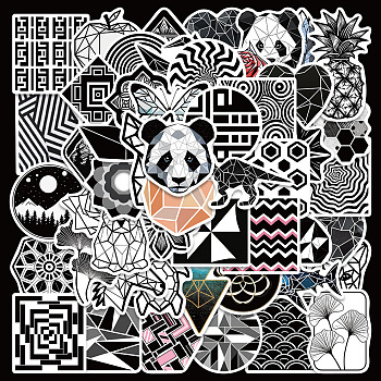 52Pcs Waterproof PVC Geometric Stickers Set, Adhesive Label Stickers, for Water Bottles, Laptop, Luggage, Cup, Computer, Mobile Phone, Skateboard, Guitar Stickers, Mixed Color, 54.1x46.8mm