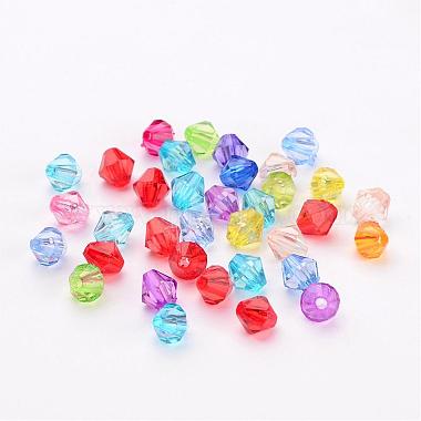 Mixed Color Chunky Dyed Transparent Acrylic Faceted Bicone Spacer Beads for Kids Jewelry(X-DBB6mm)-2