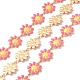 304 chaînes à maillons de fleur de marguerite en acier inoxydable avec émail(AJEW-J035-03G-14)-1