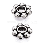 Tibetan Style Alloy Beads Daisy Spacer Beads, Cadmium Free & Lead Free, Granulated Beads, Flower, Antique Silver, 6x1.5mm, Hole: 1.5mm(X-LF1249Y-01AS-1-RS)