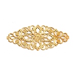 Alloy Filigree Joiners Links, Hollow, Golden, Oval, 82x34.5x0.5mm, Hole: 1mm and 1.5mm(FIND-WH0111-211D)