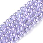 Electroplate Transparent Glass Beads Strands, AB Color Plated, Round, Lilac, 4~4.5mm, Hole: 0.8mm, about 97~99pcs/strand, 14.76 inch~14.96 inch(37.5~38cm)(X-GLAA-T032-T4mm-AB01)
