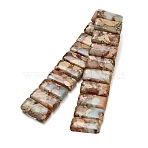 Natural Shoushan Stone Beads Strands, Rectangle, 2-Hole, 20~20.5x10~10.5x5~5.5mm, Hole: 1mm, about 20pcs/strand, 8.15~8.46''(20.7~21.5cm)(G-H354-01B-01)