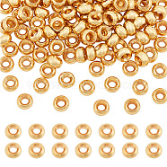Elite 150Pcs Brass Spacer Beads, Nickel Free, Flat Round, Real 18K Gold Plated, 5x3mm, Hole: 2mm(KK-PH0005-62)