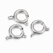 304 Stainless Steel Smooth Surface Spring Ring Clasps, Stainless Steel Color, 14x10x2mm, Hole: 2.5mm(X-STAS-H396-C-02P)
