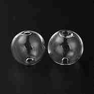 Handmade Two Holes Blown Glass Globe Beads, Round, for DIY Wish Bottle Pendants Glass Beads, Clear, 14mm, Hole: 2mm(FIND-WH0104-03A)