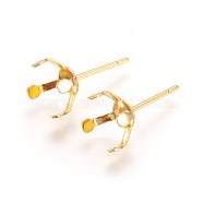 304 Stainless Steel Stud Earring Findings, Prong Earring Settings, Golden, 16.5x8.5mm, Inner Diameter: 8mm, Pin: 0.7mm(STAS-L219-03D-G)