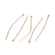 304 Stainless Steel Ball Head Pins, Real 24k Gold Plated, 30x0.6mm, 22 Gauge, Head: 1.8mm(STAS-L238-007D-G)