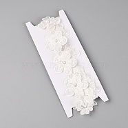 Organza Pearl Ribbon, Embroidered Applique Sewing Ribbon, Flower, White, 1-3/4 inch(45mm), 15 yards/roll(FW-TAC0003-02)