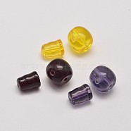 3-Hole Glass Guru Beads, Buddha Beads, T-Drilled Beads, Mixed Color, 19mm, Hole: 1mm(PIEG-J001-M)