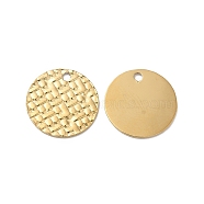 Ion Plating(IP) 304 Stainless Steel Charms, Flat Round Charm, Real 14K Gold Plated, 12x0.5mm, Hole: 1.2mm(STAS-Q215-15G)