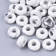 Natural Howlite European Beads, Large Hole Beads, Rondelle, 10x4.5mm, Hole: 4mm(X-G-Q503-17)