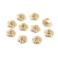 Alloy Bead Caps, Long-Lasting Plated, 5-Petal Flower, Real 18K Gold Plated, 7x2mm, Hole: 1mm(X-PALLOY-A067-01G)