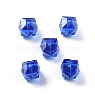 Imitation Austrian Crystal Beads, K9 Glass, Square Faceted, Royal Blue, 10x10x10mm, Hole: 1.8mm(GLAA-R002-02H)