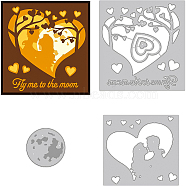 3Pcs 3 Styles Love Theme Carbon Steel Cutting Dies Stencils, for DIY Scrapbooking, Photo Album, Decorative Embossing Paper Card, Stainless Steel Color, Moon, Heart Pattern, 5~10.9x5~11.5x0.08cm, 1pc/style(DIY-WH0309-692)