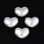 ABS Plastic Imitation Pearl Beads, Heart, Creamy White, 15.5x21x9.5mm, Hole: 2mm(X-OACR-N008-141)