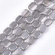 Frosted Electroplate Glass Beads Strands, Rectangle, Gray, 12x10x4mm, Hole: 1mm, about 55pcs/strand, 25.1 inch(EGLA-S188-02A-05)