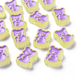 Transparent Acrylic Beads, with Enamel, Frosted, Bear, Light Goldenrod Yellow, 26.5x20x9mm, Hole: 3mm(MACR-S374-07B-01)