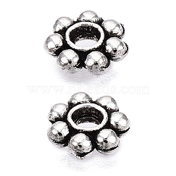 Tibetan Style Alloy Beads Daisy Spacer Beads, Cadmium Free & Lead Free, Granulated Beads, Flower, Antique Silver, 6x1.5mm, Hole: 1.5mm(X-LF1249Y-01AS-1-RS)