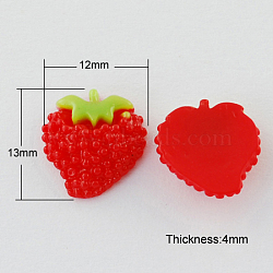 Resin Strawberry Flatback Cabochons, Red, 13x12x4mm(CRES-B3051-A99)