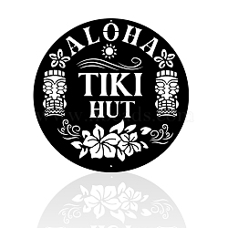 Iron Wall Art Decorations, Tiki Hut Sign, for Front Porch, Living Room, Kitchen, Matte Style, Flat Round, Mixed Patterns, 300x1mm(HJEW-WH0067-061)