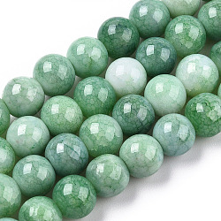 Opaque Crackle Glass Round Beads Strands, Imitation Stones, Round, Green, 8~9mm, Hole: 1.5mm, about 104~106pcs/strand, 30.31~31.10 inch(77~79cm)(X-GLAA-T031-01L)