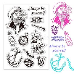 PVC Plastic Stamps, for DIY Scrapbooking, Photo Album Decorative, Cards Making, Stamp Sheets, Anchor & Helm Pattern, 16x11x0.3cm(DIY-WH0167-56-195)