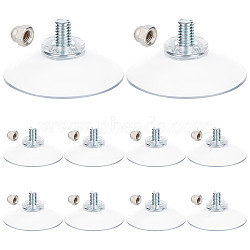 12 Sets Silicone Strong Suction Cup Holders, with Iron M6 Cap Nut, Bathroom Kitchen Shelf Accessories, Clear, 42x18mm(FIND-GF0003-39B)