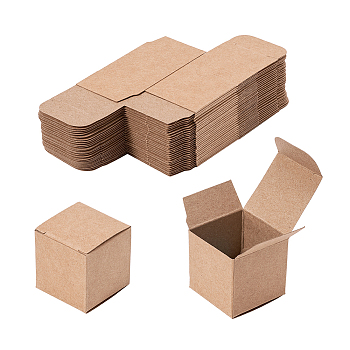 Kraft Paper Box, Square, Dark Goldenrod, 3.8x3.8x3.8cm