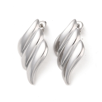 304 Stainless Steel Stud Earrings for Women,  Rhombus, Stainless Steel Color, 37x20.5mm