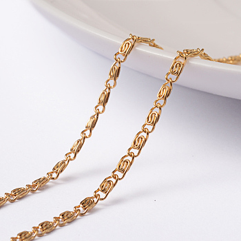 3.28 Feet Ion Plating(IP) 304 Stainless Steel Lumachina Chains, Unwelded, Golden, 4.5x2x0.5mm