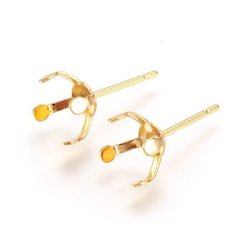 304 Stainless Steel Stud Earring Findings, Prong Earring Settings, Golden, 16.5x8.5mm, Inner Diameter: 8mm, Pin: 0.7mm