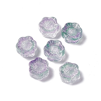 Electroplated Glass Beads, Sunflower, for Jewelry Making, Medium Purple, 12.5x11.5x6mm, Hole: 1mm