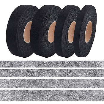 CHGCRAFT 4 Roll 4 Style Non-woven Fabrics Polyamide Double-sided Hot Melt Adhesive Film, with PA Hot Melt Adhesive Mesh Tape, for DIY Clothing Sewing Accessories, Black, 1.5~3cm, 1 roll/style