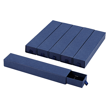 Cardboard Necklace Drawer Boxes, with Black Sponge, Rectangle, Marine Blue, 22x4.5x3cm