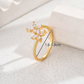 Flower Design Ladies Ring for Daily Wear, Dating and Vacation, Golden, Inner Diameter: 19mm