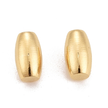 Rack Plating Eco-friendly Brass Beads, Half-hole, Lead Free & Cadmium Free, Long-Lasting Plated, Barrel, Real 24K Gold Plated, 7.5x4mm, Hole: 2mm
