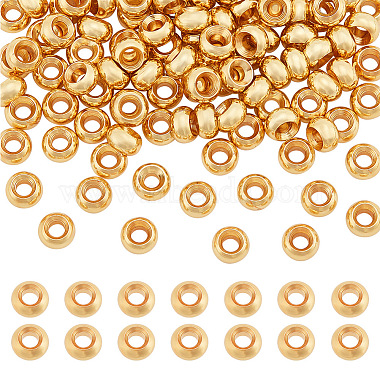 Real 18K Gold Plated Flat Round Brass Spacer Beads