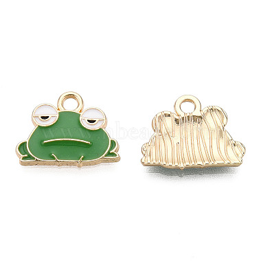 Golden Green Frog Alloy+Enamel Pendants