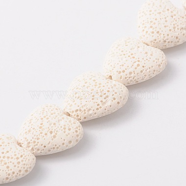 20mm White Heart Lava Beads